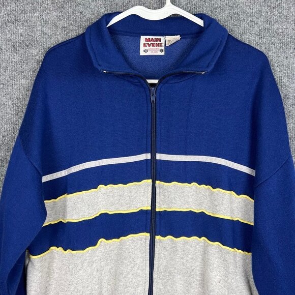VINTAGE 90's Main Event Athletic Jacket Sz L Full Zip Long‎ Sleeve Men - Picture 3 of 8